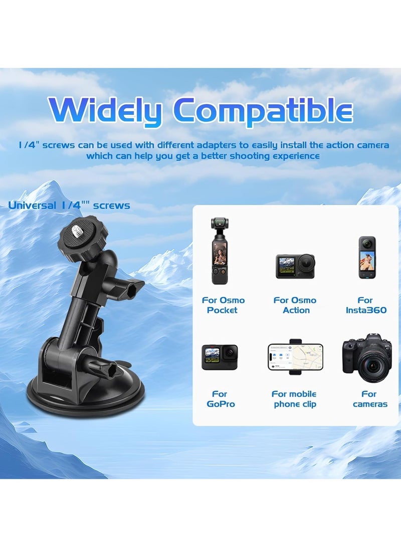 Camera Suction Cup Adapter Holder, Car Windshield Dashboard Dashboard Stand, Heavy Action Camera Stand, Power Suction Cup Camera Stand, Camera Car Mount with Tripod Adapter and Phone Holder - Image 3