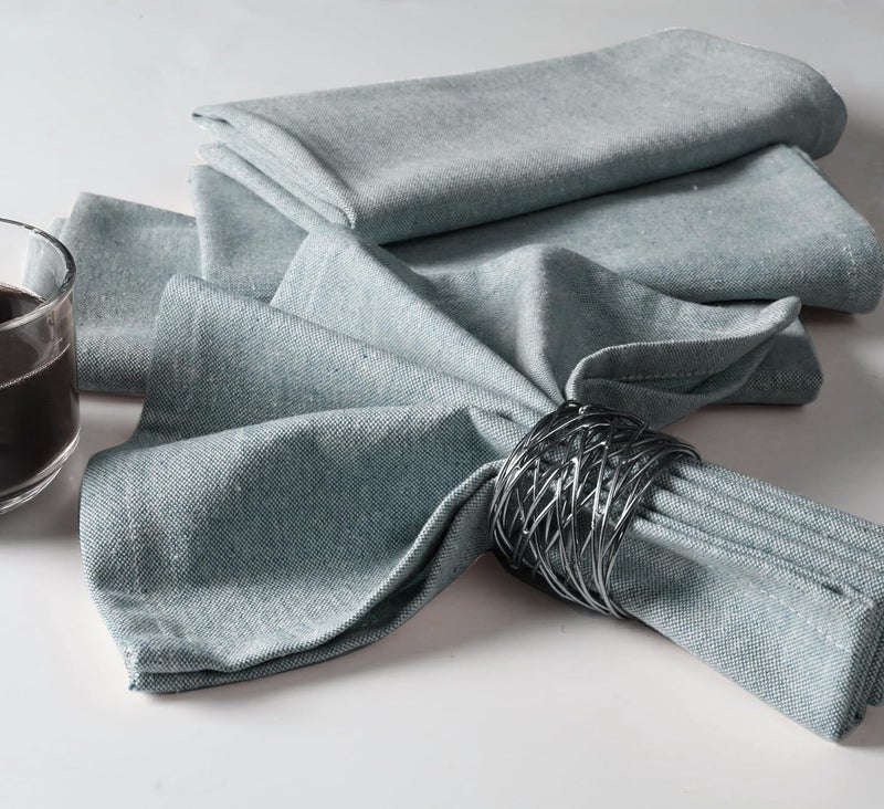 Native Fab Solid Cloth Napkin Set of 12 100 Chambray Cotton Washable Reusable Dinner Cloth Napkin 17x17 inches Table Decor Napkins for Dinner Events Teal Green - Image 2