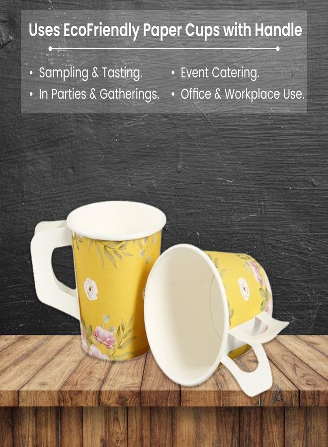 Spylark Paper Cups with Handle Suitable for Coffee, Tea, Cold Drinks | Disposable and Multi-Coloured (100% Biodegradable and Eco Friendly) (200ml (25 pcs.)) - Image 5