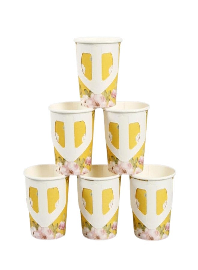 Spylark Paper Cups with Handle Suitable for Coffee, Tea, Cold Drinks | Disposable and Multi-Coloured (100% Biodegradable and Eco Friendly) (200ml (25 pcs.)) - Image 2