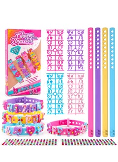 Daytoyz Adjustable Silicone Bracelets for Kids - Letter Rubber Bracelets Wristbands with Rhinestone Stickers & Accessories, Pretend Play Costume Accessories, Girls Boys Party Favors Decoration Birthday Gifts  - Image 1