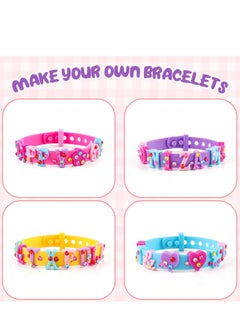 Daytoyz Adjustable Silicone Bracelets for Kids - Letter Rubber Bracelets Wristbands with Rhinestone Stickers & Accessories, Pretend Play Costume Accessories, Girls Boys Party Favors Decoration Birthday Gifts  - Image 2