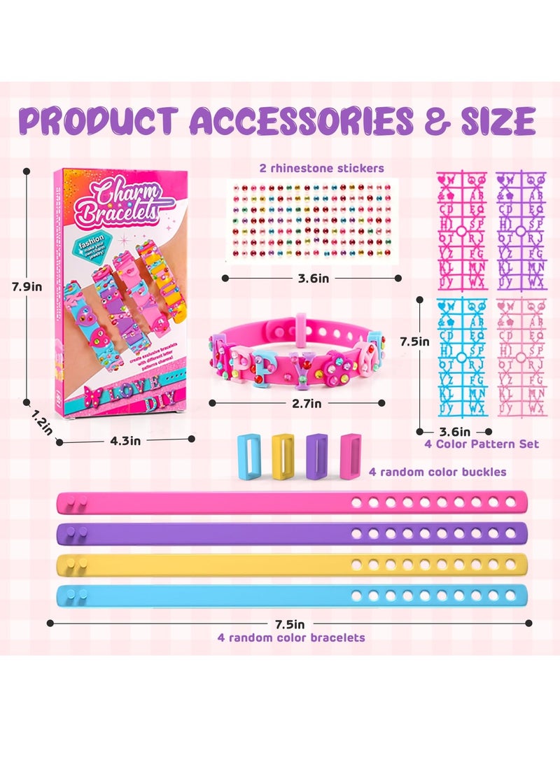 Daytoyz Adjustable Silicone Bracelets for Kids - Letter Rubber Bracelets Wristbands with Rhinestone Stickers & Accessories, Pretend Play Costume Accessories, Girls Boys Party Favors Decoration Birthday Gifts  - Image 3