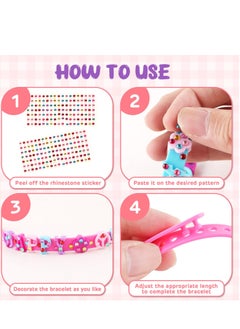 Daytoyz Adjustable Silicone Bracelets for Kids - Letter Rubber Bracelets Wristbands with Rhinestone Stickers & Accessories, Pretend Play Costume Accessories, Girls Boys Party Favors Decoration Birthday Gifts  - Image 5