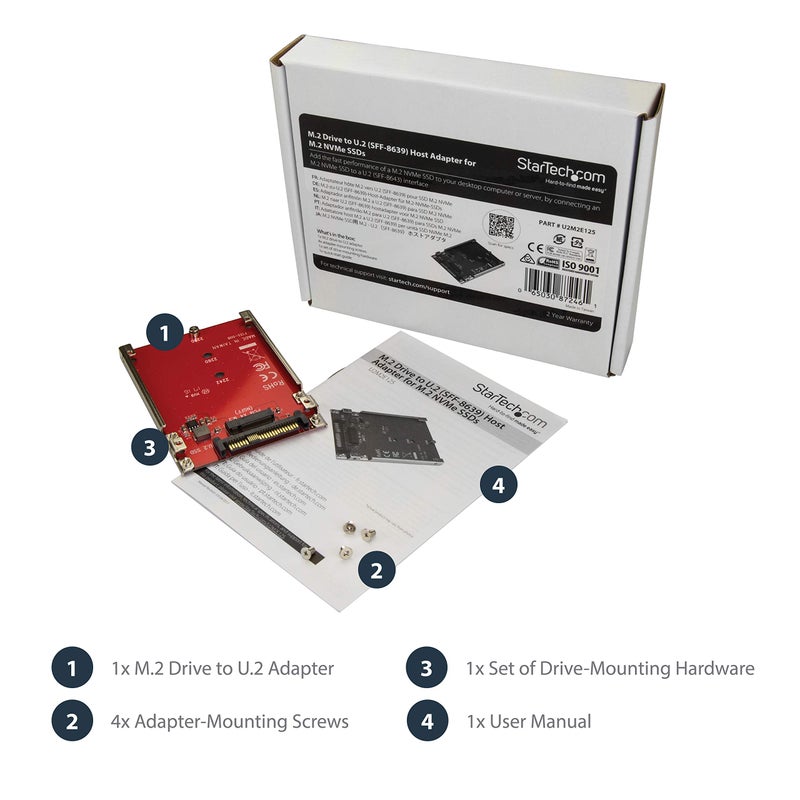 Startech.com StarTech.com M.2. PCI-e NVMe to U.2 (SFF-8639) Adapter - Not Compatible with SATA Drives or SAS Controllers - For M.2 PCIe NVMe SSDs - PCIe M.2 Drive to U.2 Host Adapter - M2 SSD Converter, TAA  - Image 5