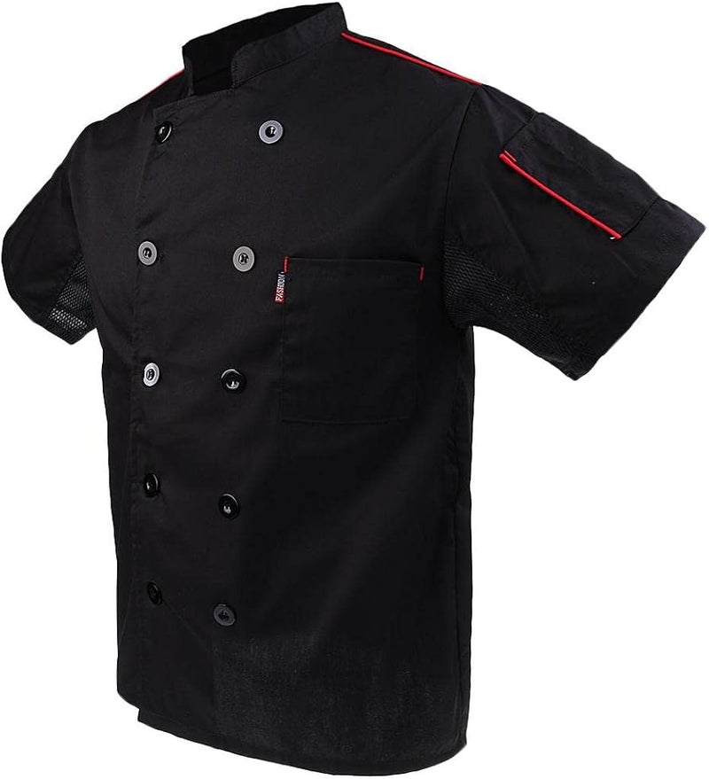 klarako Men Women Chef Uniform Work Wear, Cotton Short Sleeve Cooking Shirt Chefs Jacket Tops  Cool Vent - Image 5