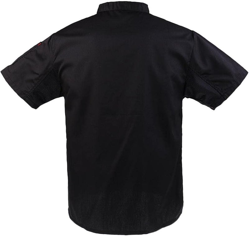 klarako Men Women Chef Uniform Work Wear, Cotton Short Sleeve Cooking Shirt Chefs Jacket Tops  Cool Vent - Image 3