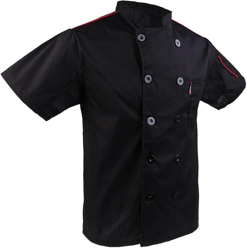 klarako Men Women Chef Uniform Work Wear, Cotton Short Sleeve Cooking Shirt Chefs Jacket Tops  Cool Vent - Image 4