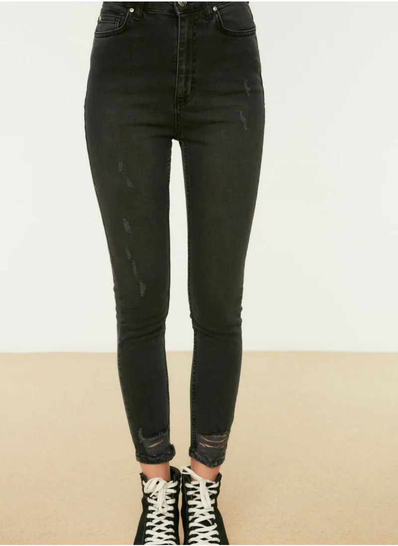 trendyol High Waist Distressed Jeans