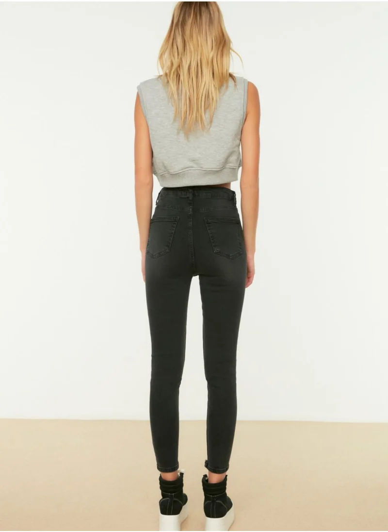 trendyol High Waist Distressed Jeans