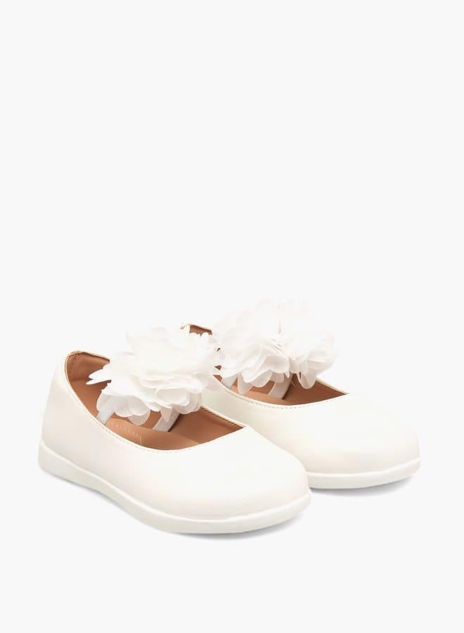 Barefeet Girls Floral Accent Mary Jane Shoes With Elasticated Strap - Image 2