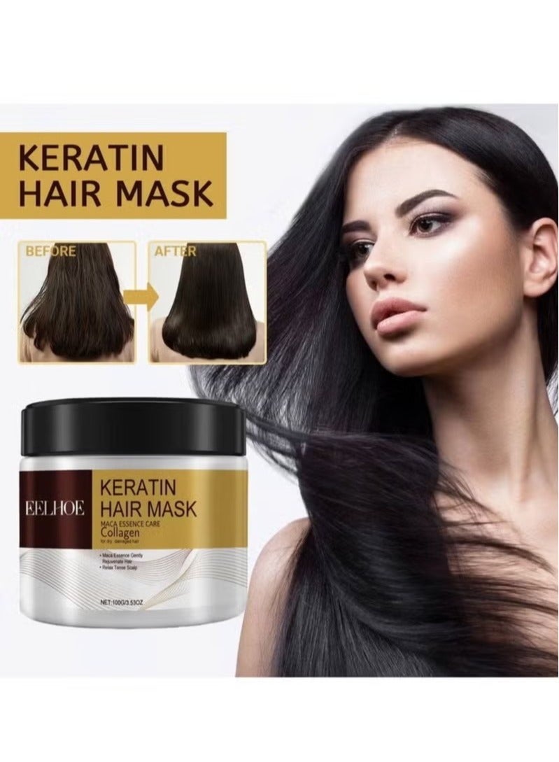EELHOE Collagen Hair Treatment Deep Repair Conditioning Argan Oil Collagen Hair Mask Essence for Dry Damaged Hair All Hair Types 100g - Image 2