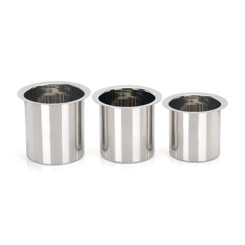 IDEAL PRIME IDEAL PRIME Heavy Duty Stainless Steel Long Ganj Set (3 Pieces) Induction Base Stackable Milk Pot Channch Lota Tapeli Patila Kitchen Container Set of 3 (400ml, 550ml,750ml) Silver Pack of 3  - Image 1