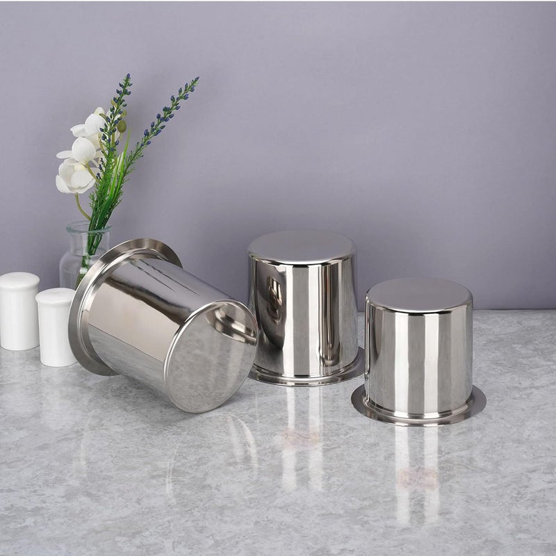 IDEAL PRIME IDEAL PRIME Heavy Duty Stainless Steel Long Ganj Set (3 Pieces) Induction Base Stackable Milk Pot Channch Lota Tapeli Patila Kitchen Container Set of 3 (400ml, 550ml,750ml) Silver Pack of 3  - Image 4
