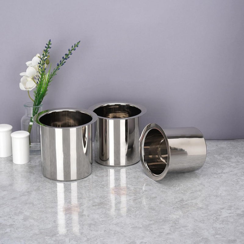 IDEAL PRIME IDEAL PRIME Heavy Duty Stainless Steel Long Ganj Set (3 Pieces) Induction Base Stackable Milk Pot Channch Lota Tapeli Patila Kitchen Container Set of 3 (400ml, 550ml,750ml) Silver Pack of 3  - Image 5
