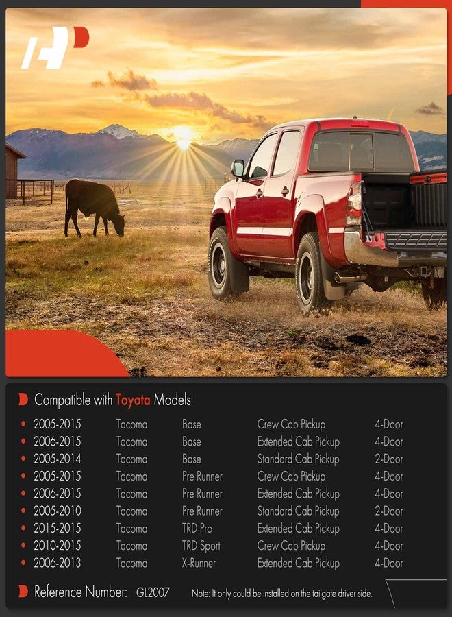 A-Premium Rear Left Tailgate Assist Lift Supports Shock Struts Compatible with Toyota Models - Tacoma 2005 2006 2007 2008 2009 2010 2011 2012 2013 2014 2015 Pickup - Image 3