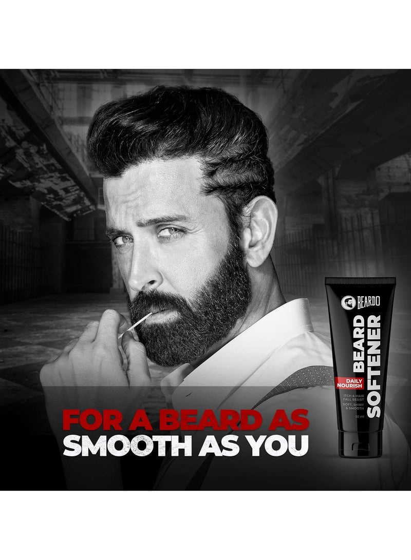 BEARDO Beard Softner, 50g - Frizz-free, detangled, Shiny Beard - Vitamin E, Argan Oil  based Beard Oil replacement for Itchy Stubble - Image 2