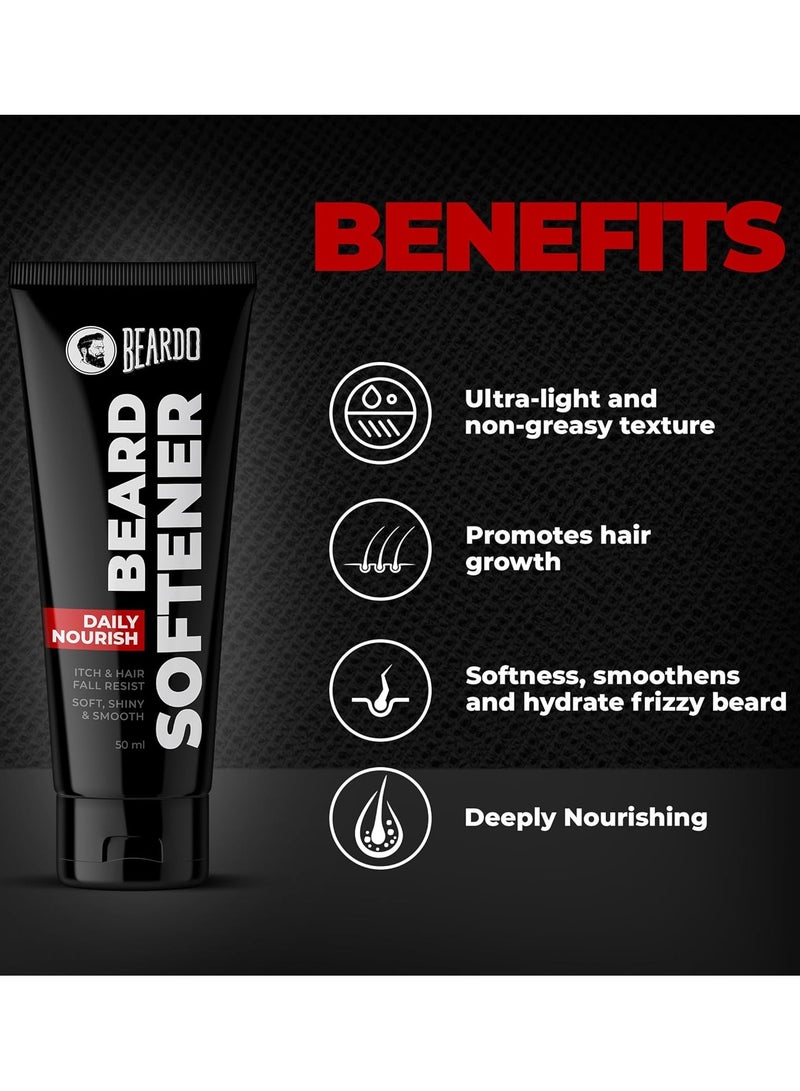 BEARDO Beard Softner, 50g - Frizz-free, detangled, Shiny Beard - Vitamin E, Argan Oil  based Beard Oil replacement for Itchy Stubble - Image 4
