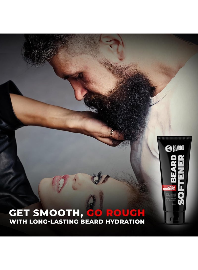 BEARDO Beard Softner, 50g - Frizz-free, detangled, Shiny Beard - Vitamin E, Argan Oil  based Beard Oil replacement for Itchy Stubble - Image 3