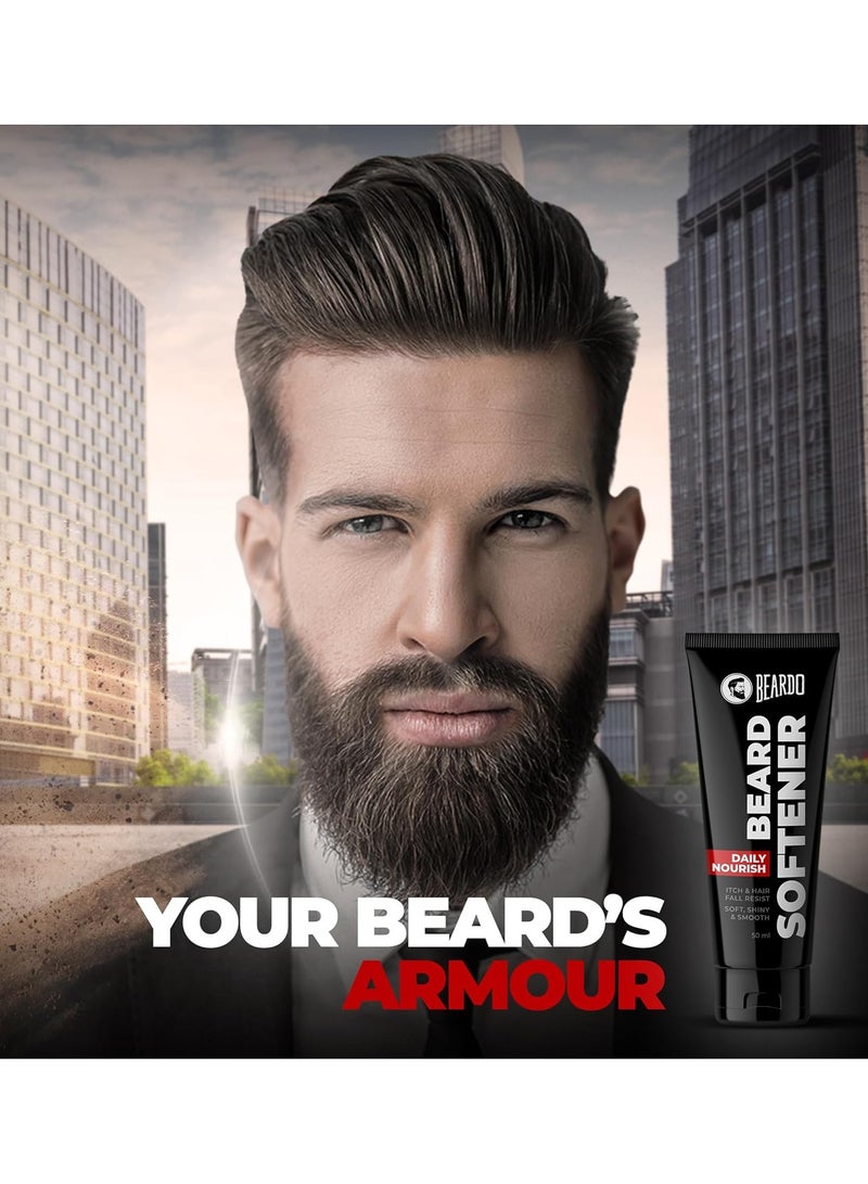 BEARDO Beard Softner, 50g - Frizz-free, detangled, Shiny Beard - Vitamin E, Argan Oil  based Beard Oil replacement for Itchy Stubble - Image 5