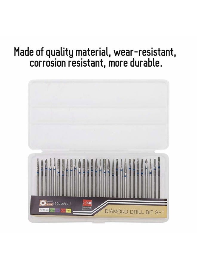EC Nail Art Drill Kit, 30Pcs/Set Diamond Grinding Head Nail Art Drill Polish Head Kit Nail Drill Machine Accessories, Nail Polishing Machine Manicure Pedicure Bits(B) - Image 3