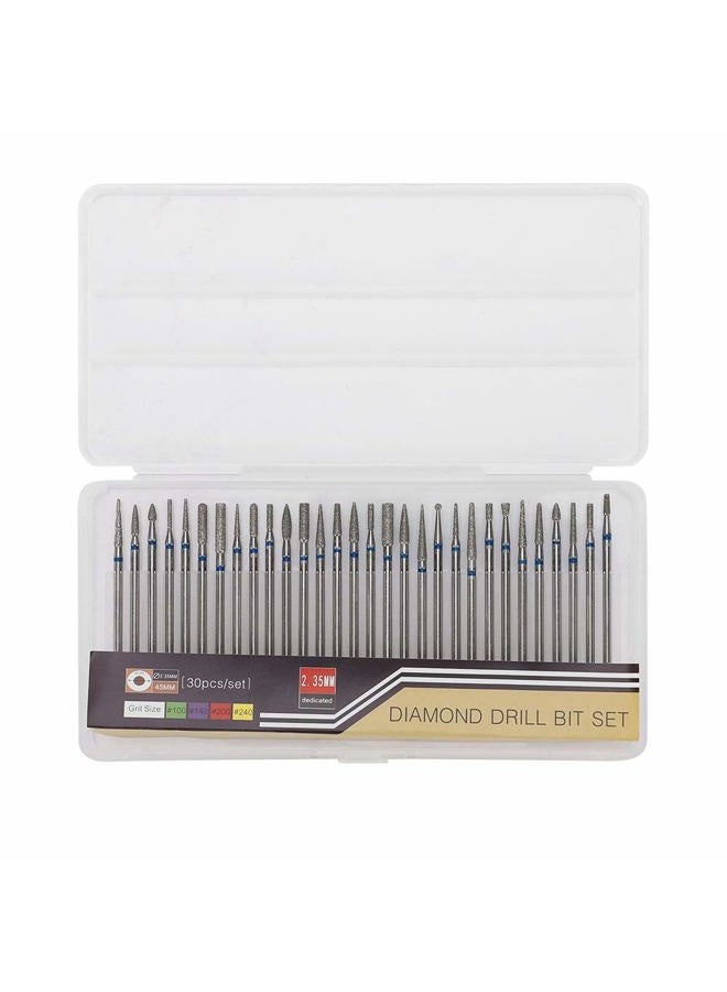 EC Nail Art Drill Kit, 30Pcs/Set Diamond Grinding Head Nail Art Drill Polish Head Kit Nail Drill Machine Accessories, Nail Polishing Machine Manicure Pedicure Bits(B) - Image 1
