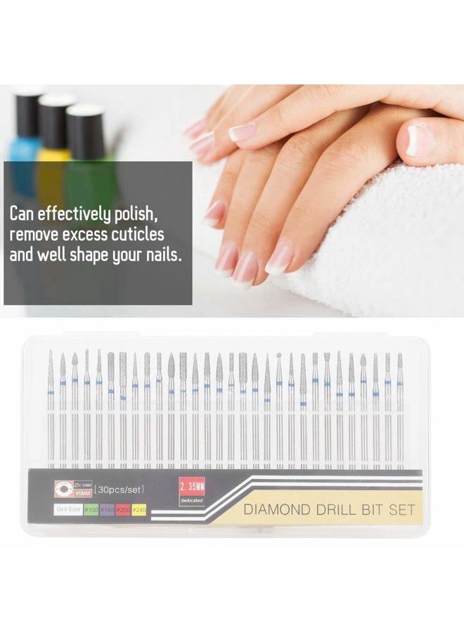 EC Nail Art Drill Kit, 30Pcs/Set Diamond Grinding Head Nail Art Drill Polish Head Kit Nail Drill Machine Accessories, Nail Polishing Machine Manicure Pedicure Bits(B) - Image 4