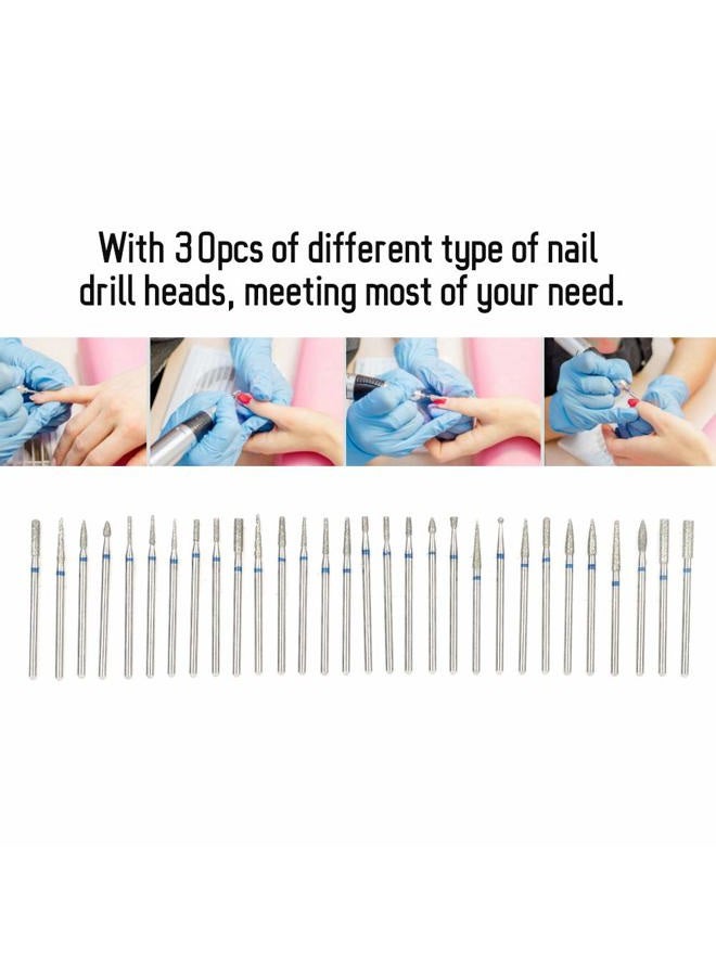 EC Nail Art Drill Kit, 30Pcs/Set Diamond Grinding Head Nail Art Drill Polish Head Kit Nail Drill Machine Accessories, Nail Polishing Machine Manicure Pedicure Bits(B) - Image 2