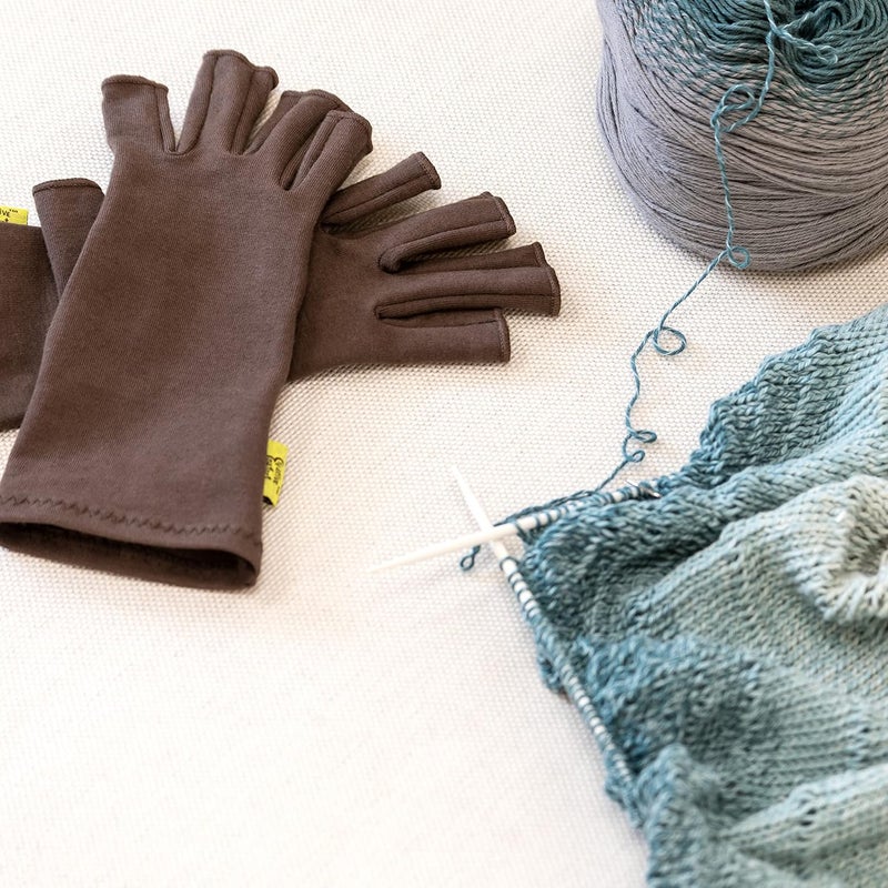 Dritz Creative Comfort Crafter's Gloves for Arthritis Relief - Medium Size, Brown - Image 3
