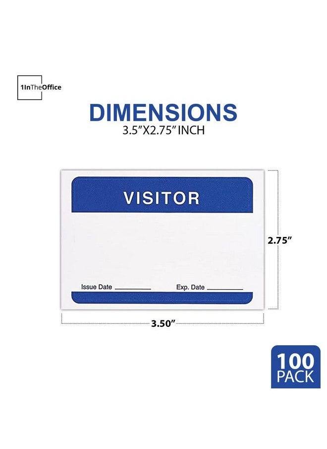 1InTheOffice Visitor Sticker Name Badges Selfadhesive Badges 3 1 2 X 2 1 4 White Blue (100 Pack)  - Image 3