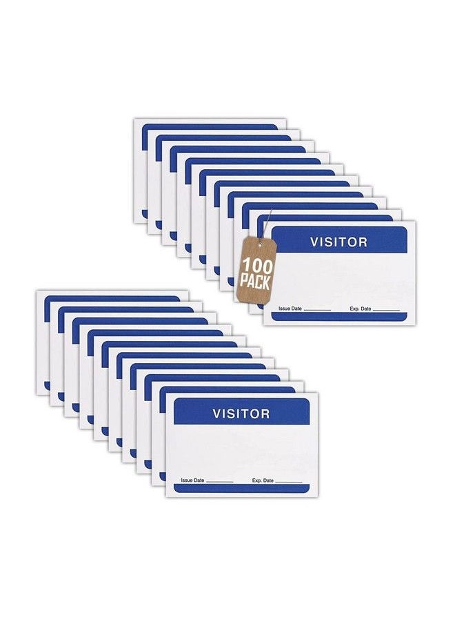 1InTheOffice Visitor Sticker Name Badges Selfadhesive Badges 3 1 2 X 2 1 4 White Blue (100 Pack)  - Image 2