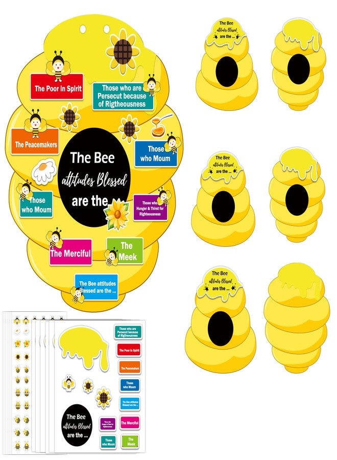 wootile Bee Attitude Sign DIY Kit 24 Sets Religious VBS Beatitudes Crafts Christian Bible Crafts Decor for Preschool Classroom Home Church School Party Supplies - Image 1