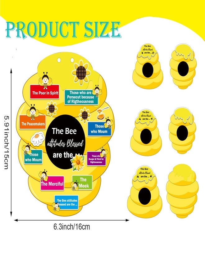 wootile Bee Attitude Sign DIY Kit 24 Sets Religious VBS Beatitudes Crafts Christian Bible Crafts Decor for Preschool Classroom Home Church School Party Supplies - Image 2