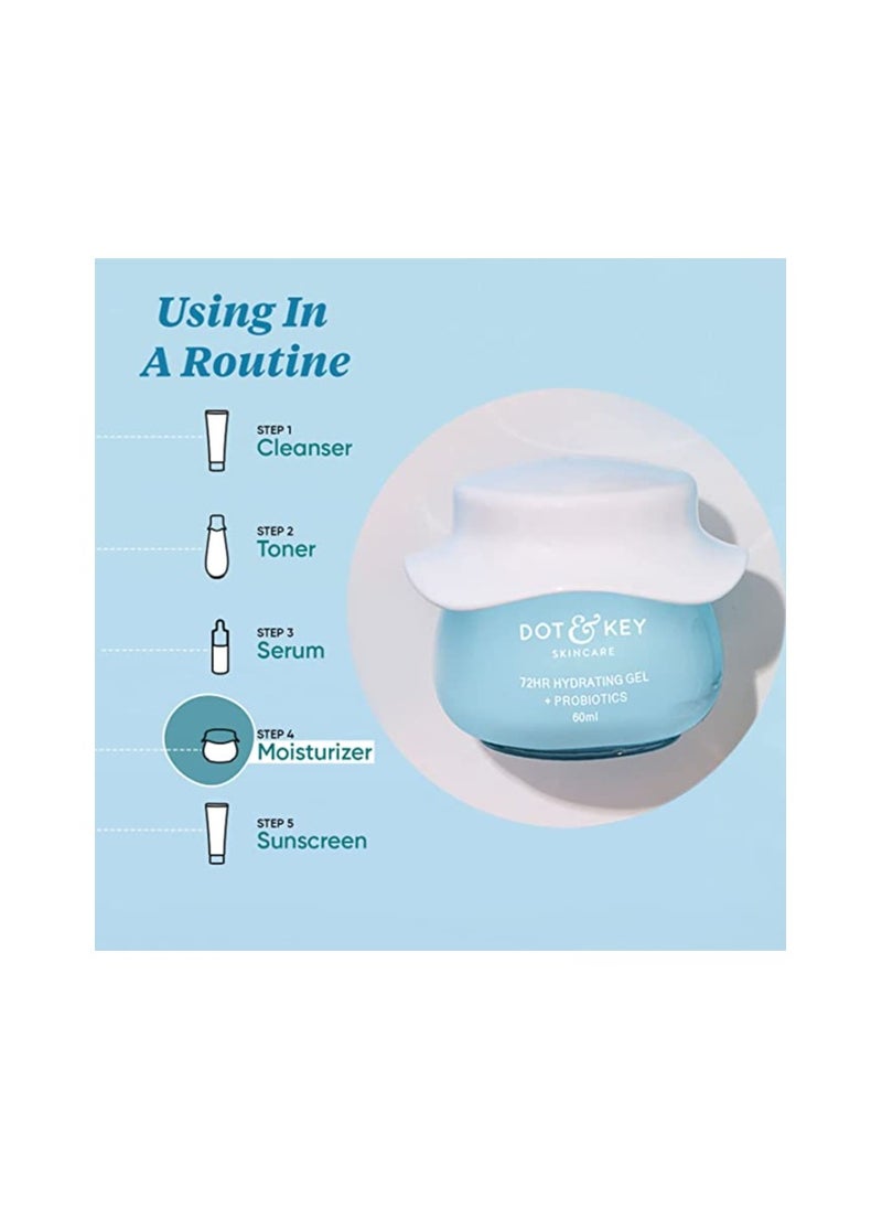 Dot & Key - Dot & Key 72 HR HYDRATING GEL + PROBIOTICS 60 ml, with Hyaluronic Acid, Kombucha & Rice Water, Oil-Free, Non Comedogenic, Lightweight gel moisturizer, for all skin types - Image 1