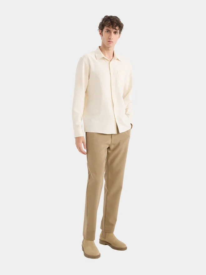 DeFacto DeFacto Men Beige Button-Down Long Sleeve Shirt