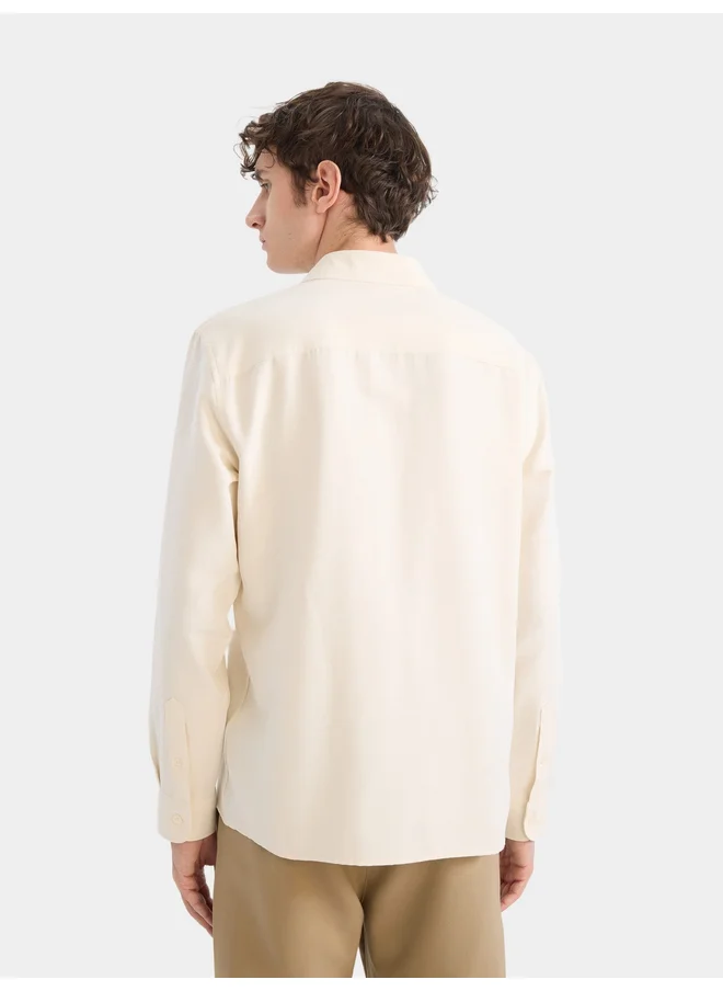 DeFacto DeFacto Men Beige Button-Down Long Sleeve Shirt