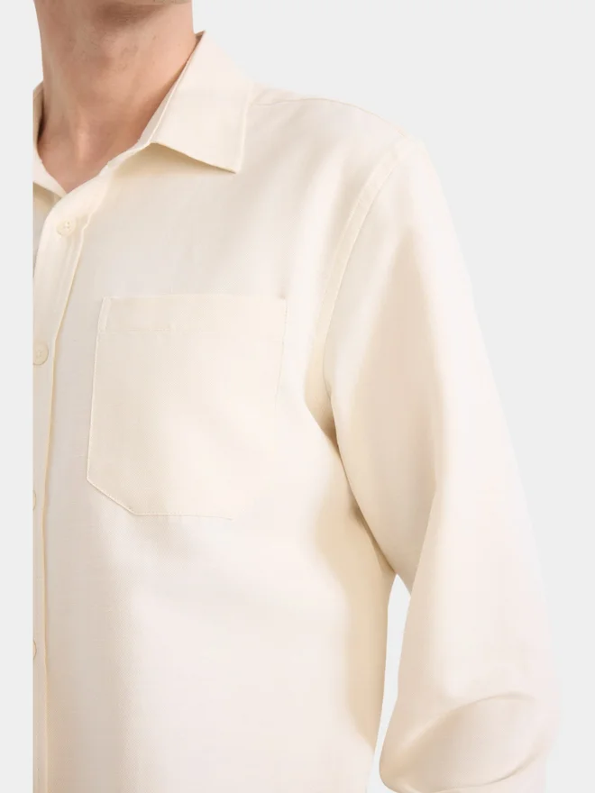 DeFacto DeFacto Men Beige Button-Down Long Sleeve Shirt