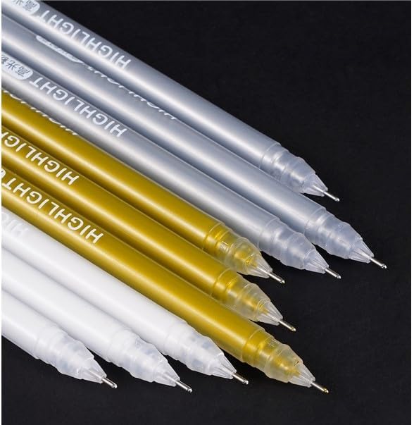 Generic Highlighter Sketch Markers Pens Paint Gel Pen for Art Marker Manga Painting Fine Liner Pen Gold 1pc White 1pcSilver 1pc 3 pcs  - Image 2