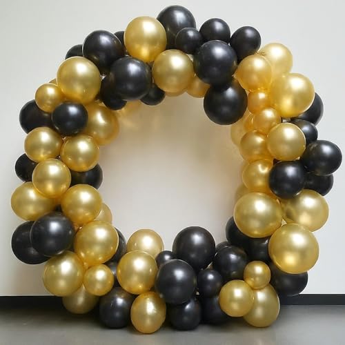 AMFIN (Pack of 25) Metallic Balloons, Birthday Decoration Item - Gold & Black - Image 4