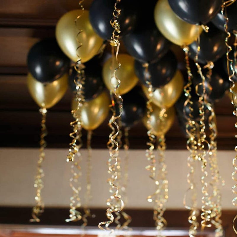 AMFIN (Pack of 25) Metallic Balloons, Birthday Decoration Item - Gold & Black - Image 3