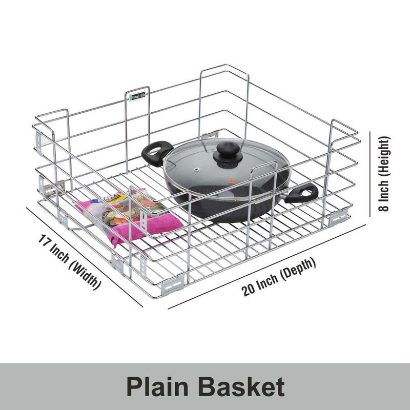 Keepwell 17 X 20 Inch Pack of 3 Stainless Steel Kitchen RackPlain BasketModular Kitchen BasketKitchen trolleyMultipurpose Storage Rack For Kitchen UtensilsKitchen Drawer Basket Shelf - Image 4