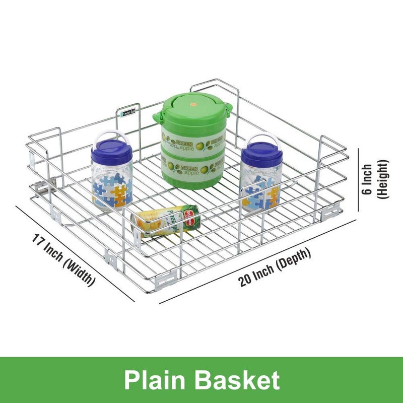 Keepwell 17 X 20 Inch Pack of 3 Stainless Steel Kitchen RackPlain BasketModular Kitchen BasketKitchen trolleyMultipurpose Storage Rack For Kitchen UtensilsKitchen Drawer Basket Shelf - Image 3