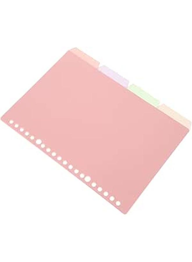 A5 Pink Pastel Binder Dividers with Pockets 4 Page Set for School Office Notebook - Image 1