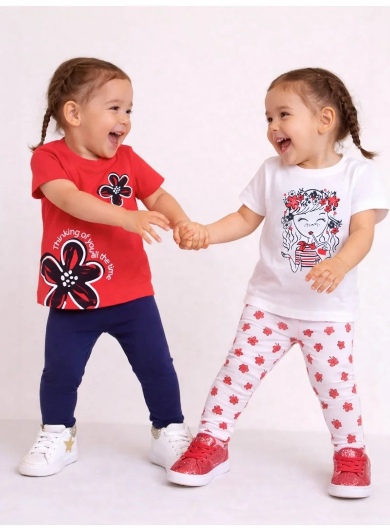 victor and jane Girls’ Multipack (2 Pack) – Graphic T-Shirts & Leggings Set (Basic Fit)