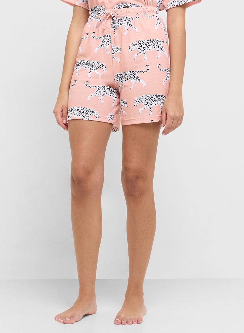 Ginger Cotton Leopard Print T-Shirt & Short Pj Set  - Image 4