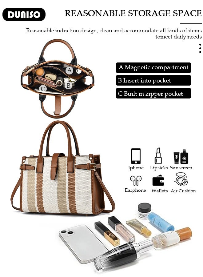 DUNISO Elegant Women's Handbag,Crossbody Bag with Removable Shoulder Strap,Large Capacity Tote Bag Shoulder Bag Fashion Ladies Satchel Bag for Women/Ladies Office Travel Daily Bag - Image 3