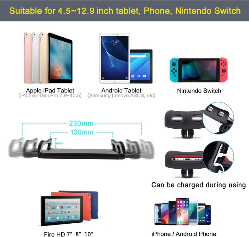 SAMHOUSING Tablet Stand Adjustable,Foldable Tablet Stand for Bed, Aluminum Universal Flexible Tablet Holder with 360 Degree Rotation for iPad/iPhoneX/iPad Pro/N-Switch,or Other 4.5~12.9 Inches Devices (Black) - Image 5