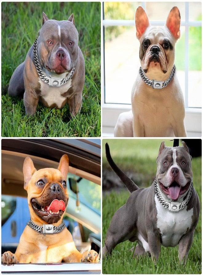 BAOBOTE Silver Chain Dog Collar,16MM 18K Heavy Duty Cuban Link Collar with Secure Snap Buckle Dog Chain Metal Collar Chew Proof for Dogs(24" Silver) - Image 4