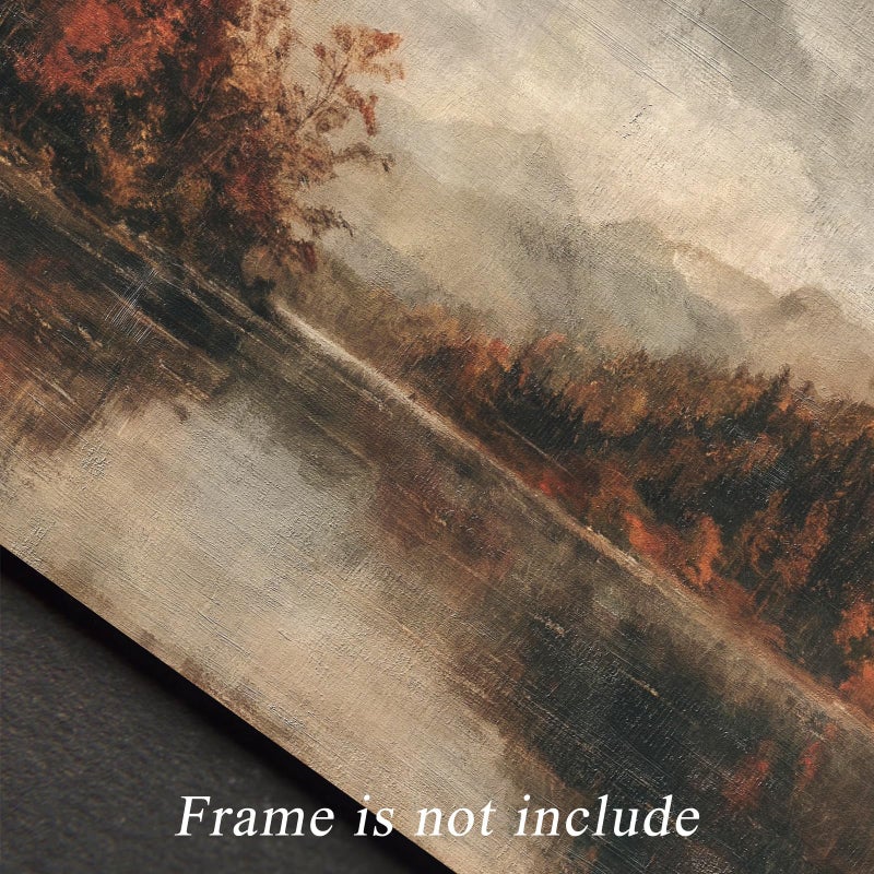 uniro Vintage Wall Art Prints, Farmhouse Lake Landscape, Rustic Country Fall Decor, Canvas Prints, Unframed (8" x 10") - Image 4