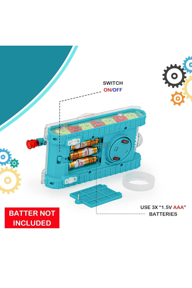 Musical Transparent Army Gear Tank Toy with Flashing Lights and Automatic Rotation – Fun Bump & Go Tank for Boys & Girls - Image 3